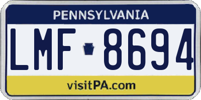 PA license plate LMF8694