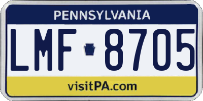 PA license plate LMF8705