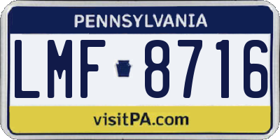 PA license plate LMF8716