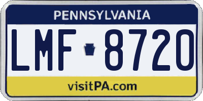 PA license plate LMF8720