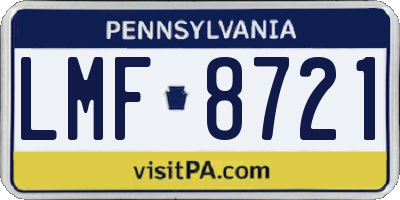 PA license plate LMF8721