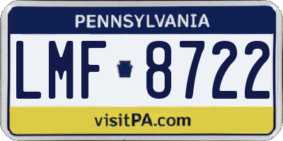 PA license plate LMF8722