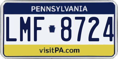 PA license plate LMF8724