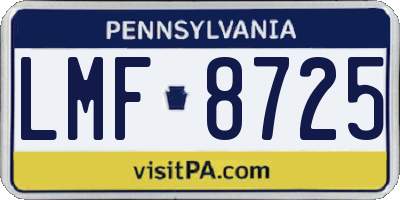 PA license plate LMF8725