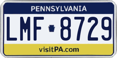 PA license plate LMF8729