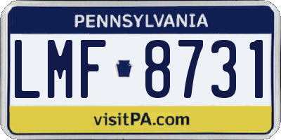 PA license plate LMF8731
