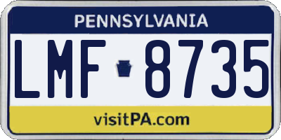 PA license plate LMF8735