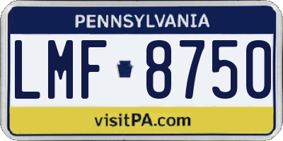 PA license plate LMF8750