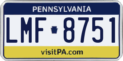 PA license plate LMF8751