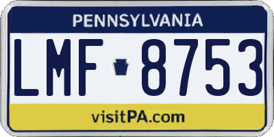 PA license plate LMF8753