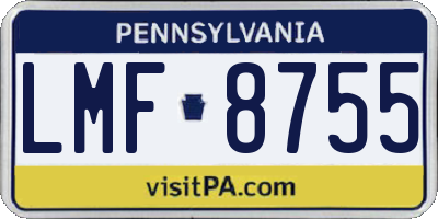 PA license plate LMF8755