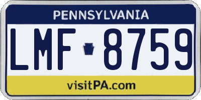 PA license plate LMF8759