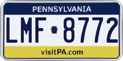 PA license plate LMF8772