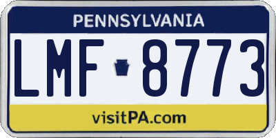 PA license plate LMF8773
