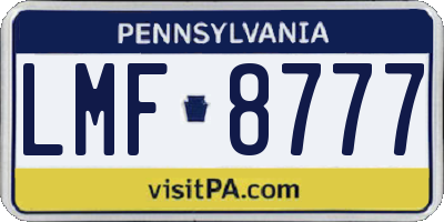 PA license plate LMF8777
