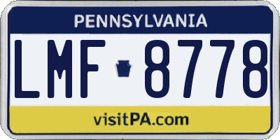 PA license plate LMF8778