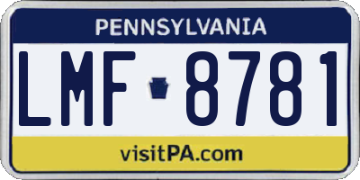 PA license plate LMF8781