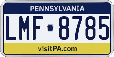 PA license plate LMF8785