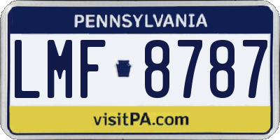 PA license plate LMF8787