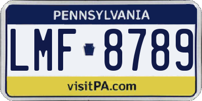 PA license plate LMF8789