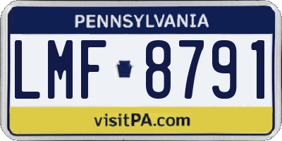 PA license plate LMF8791