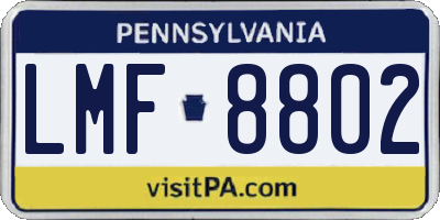 PA license plate LMF8802