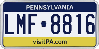PA license plate LMF8816