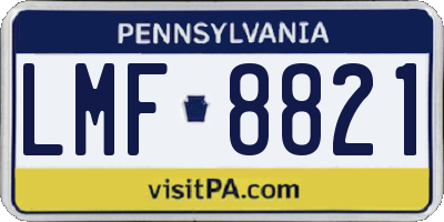 PA license plate LMF8821