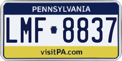 PA license plate LMF8837