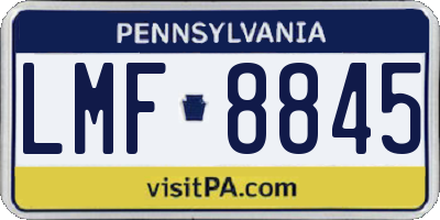 PA license plate LMF8845