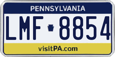 PA license plate LMF8854