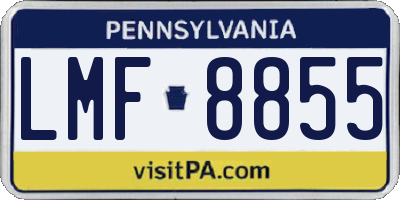 PA license plate LMF8855