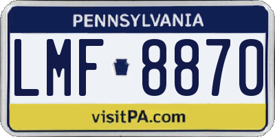 PA license plate LMF8870
