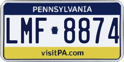 PA license plate LMF8874