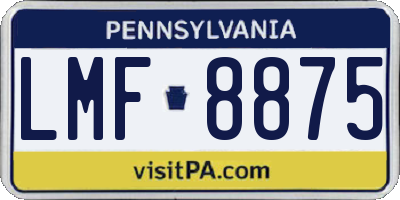 PA license plate LMF8875