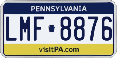 PA license plate LMF8876