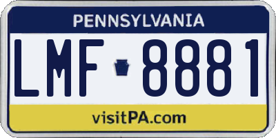 PA license plate LMF8881