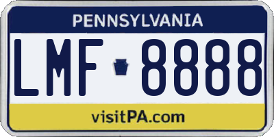 PA license plate LMF8888