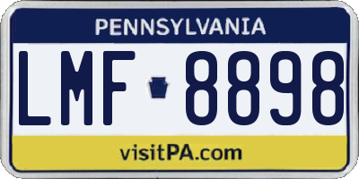 PA license plate LMF8898