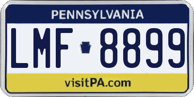 PA license plate LMF8899