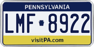 PA license plate LMF8922