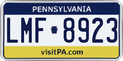 PA license plate LMF8923