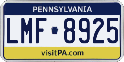 PA license plate LMF8925
