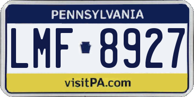 PA license plate LMF8927