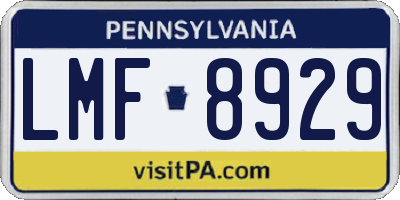 PA license plate LMF8929