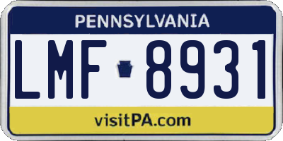 PA license plate LMF8931