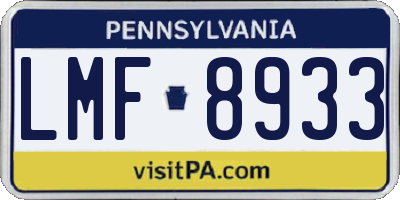 PA license plate LMF8933