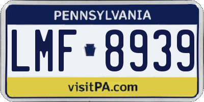 PA license plate LMF8939