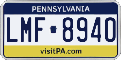PA license plate LMF8940
