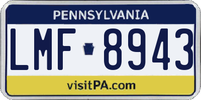 PA license plate LMF8943